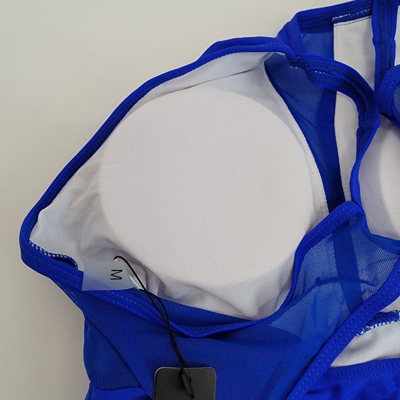 Tempt Me Women One Piece Swimsuit High Neck Plunge Mesh Ruched Monokini Swimwear - Picture 10 of 14